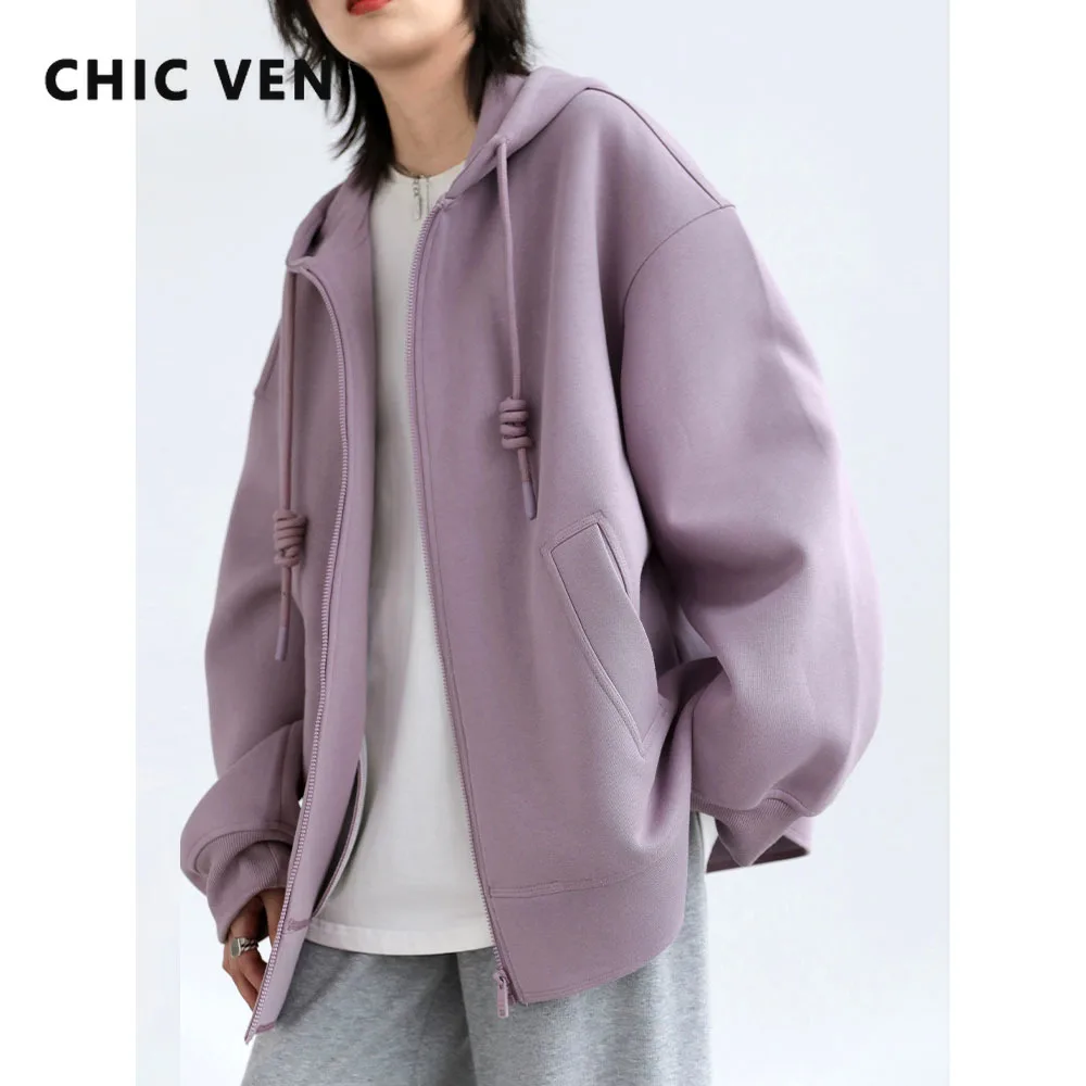 

CHIC VEN Women Sweatshirts Hoodies Solid Loose Casual Hooded Female Tops Ladies Coat Medium Length Overcoat Spring Autumn 2022