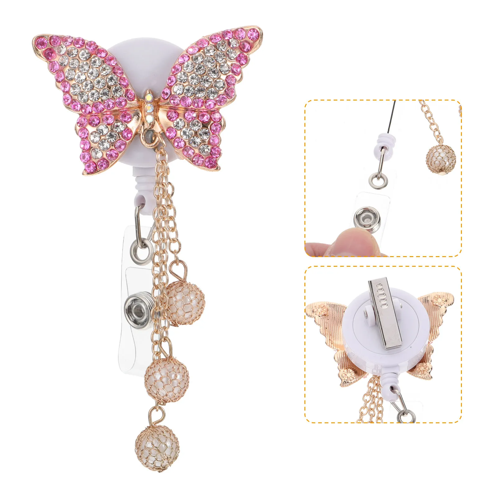 1Pcs Stylish Badge Holder Id Card Clip for Office School Hospital Work Uniforms Retractable Badge Reel Compact