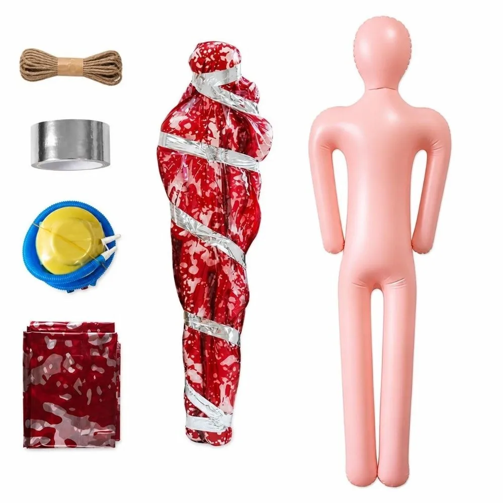 Realistic Fake Corpse Decor Creepy Red Bloody Inflatable Corpse Prop Scary Waterproof Halloween Horror Hanging Decor