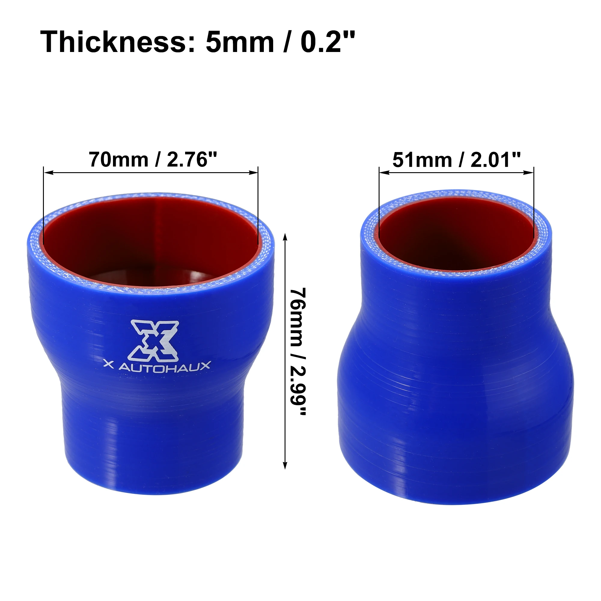 UXCELL 45–76 mm 45–63 mm 45–70 mm 45–57 mm 60–76 mm 70–76 mm Innendurchmesser Silikonschlauchkupplung Ladeluftkühlerrohr für Auto 76 mm
