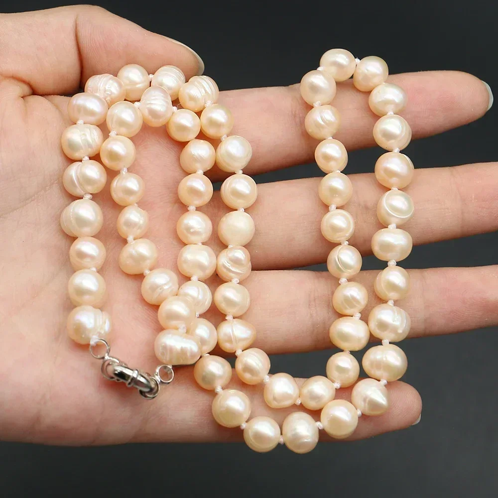 Natural Freshwater Colorful Baroque Textured Irregular Round Pearl Beads 7-8mm Straight-hole Necklace Jewelry Gift Accessory
