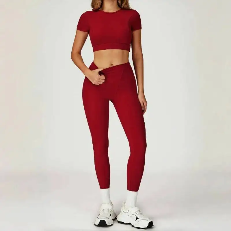 

Women S Naked Yoga Slimming Round Neck Tight Fit Back Anti Shock Sports Set Outdoor Running And Leisure Fiess Clothing