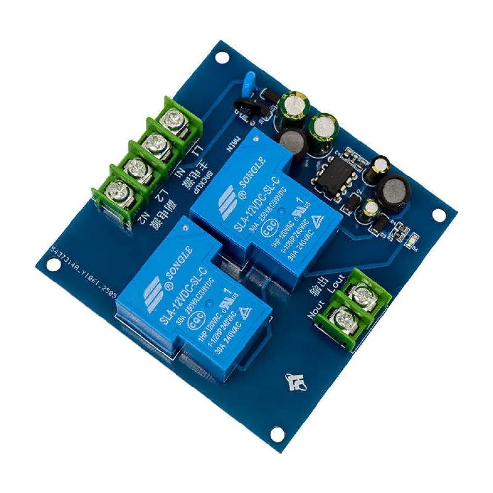 1PC 2 Channel Automatic Power Switch Module AC220V30A Dual Input Power-off Switcher Transfer Board Emergency Backup Power Supply