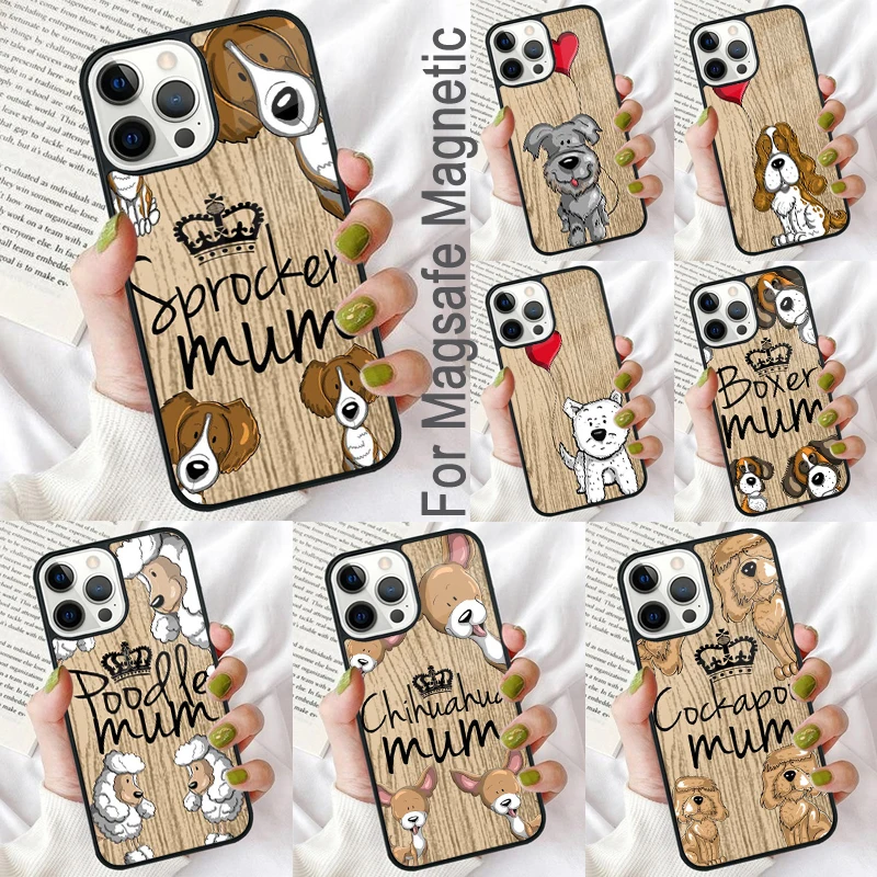 Cockapoo-funda magnética suave para teléfono móvil, carcasa con diseño de perro bóxer, amor, corazón, perro, para iPhone 16 Promax 15 Pro 13 14 Plus 11 12 Mini MagSafe