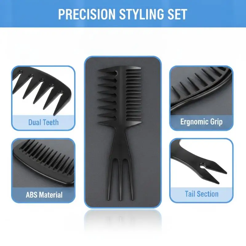 5Pcs Men's Beard & Hair Styling Comb Set Wide Tooth Hair Pick for Daily Home Grooming Barber Use