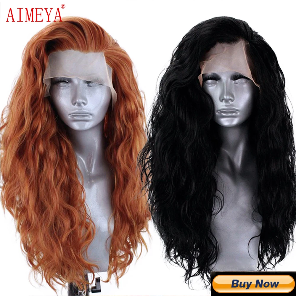 AIMEYA Synthetische Lace-Front-Perücken für Frauen, natürlicher Haaransatz, Kunsthaar-Spitzenperücke, lange braune Perücke, vorgezupfte Cosplay-Frauenperücken – Detail 3