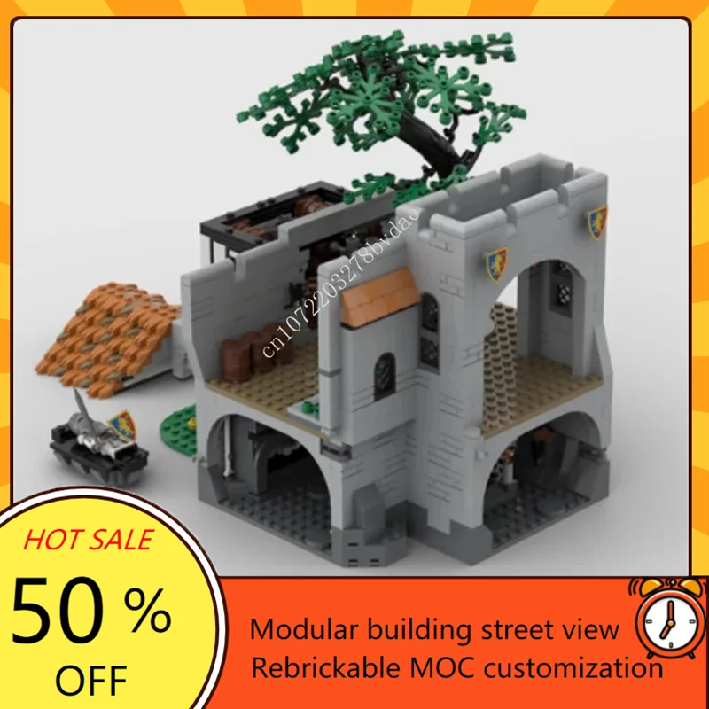Aangepaste MOC Middeleeuwse Leeuw Ridder Kasteel Hof Yard Model Aangepaste Puzzels Technologie DIY Assemblage Verjaardag Speelgoed Vakantie Geschenken