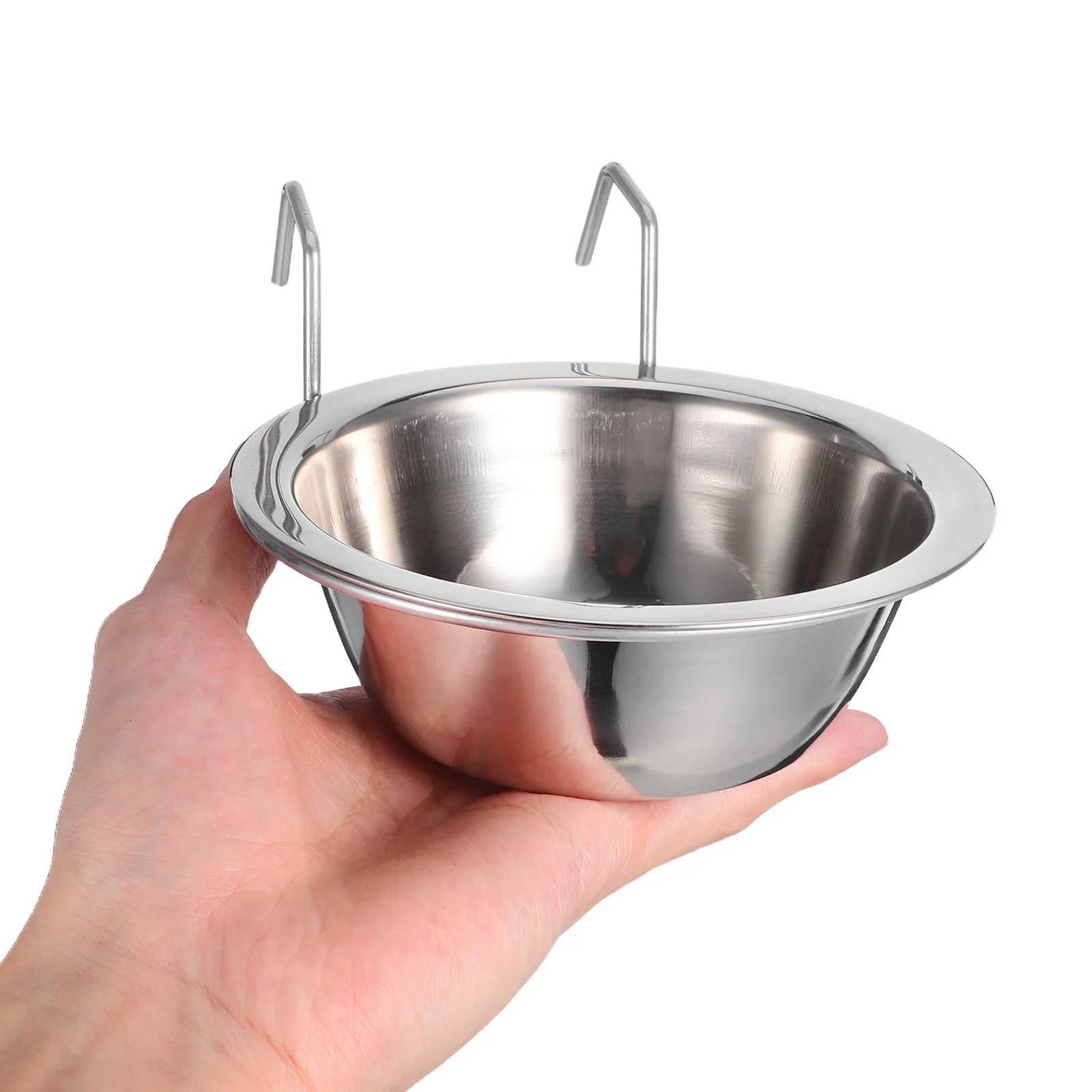 

2Sets Stainless Steel Hanging Pet Bowl Durable Cage Food Water Bowl Rust Proof Easy Clean Pet Feeder Coop Cup Kennel Cup