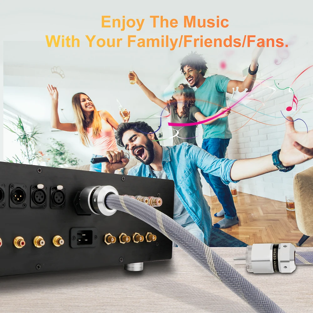 Высококачественный аудиокабель питания D503 OFC HiFi с родиевым покрытием, мужской и женский разъем стандарта США для AMP, сабвуфера, динамика