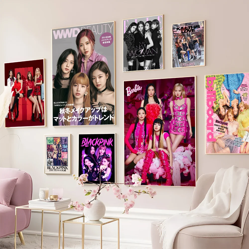 Kpop B-Blackpink DIY Sticky Poster Whitepaper Prints Posters Artwork Nordic Home Decor