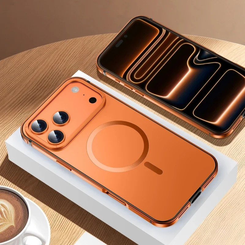 إطار معدني جديد لعام 2025، مضاد للحشف ومضاد لبصمات الأصابع، شفط مغناطيسي أنيق وخفيف الوزن لهاتف iPhone 17 Plus ProMax #1