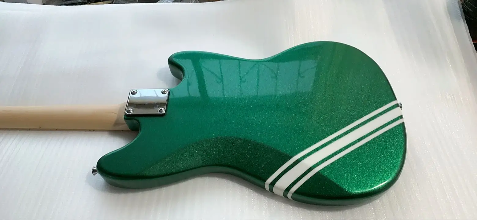 New Arrive Custom Left Handed Electric Guitar In Green White Stripe 220603