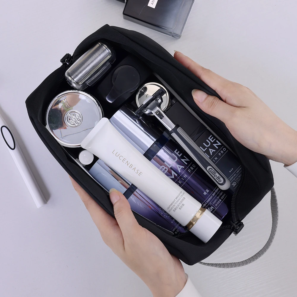 حقيبة غسيل خفيفة للسفر 3 في 1 للرجال، منظم أدوات الزينة أكسفورد، حقيبة حلاقة مقاومة للماء، حقيبة مستحضرات التجميل، منظم المكياج