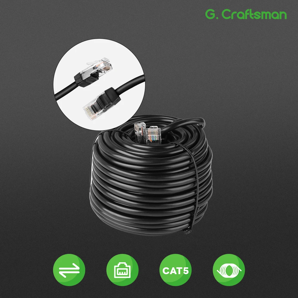 G.Craftsman-Cabo de Rede para Câmera IP, Sistema POE, CAT5, Cabo Ethernet LAN, 18m, 30m, 50m, RJ45