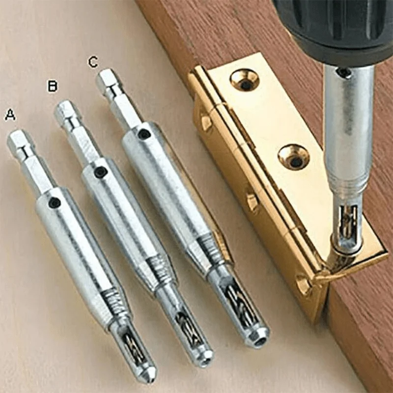 Jeu de 3 forets à charnières auto-centrants en acier de qualité supérieure pour une menuiserie précise et sans effort, installation rapide, alignement parfait