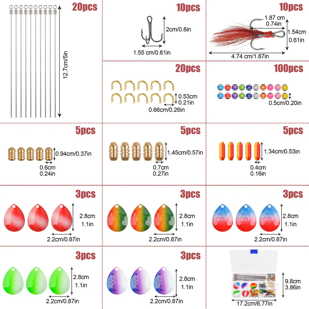 Kit Fabricación Señuelos Giratorios Walleye – 190 piezas con anzuelos triples - imagen 2
