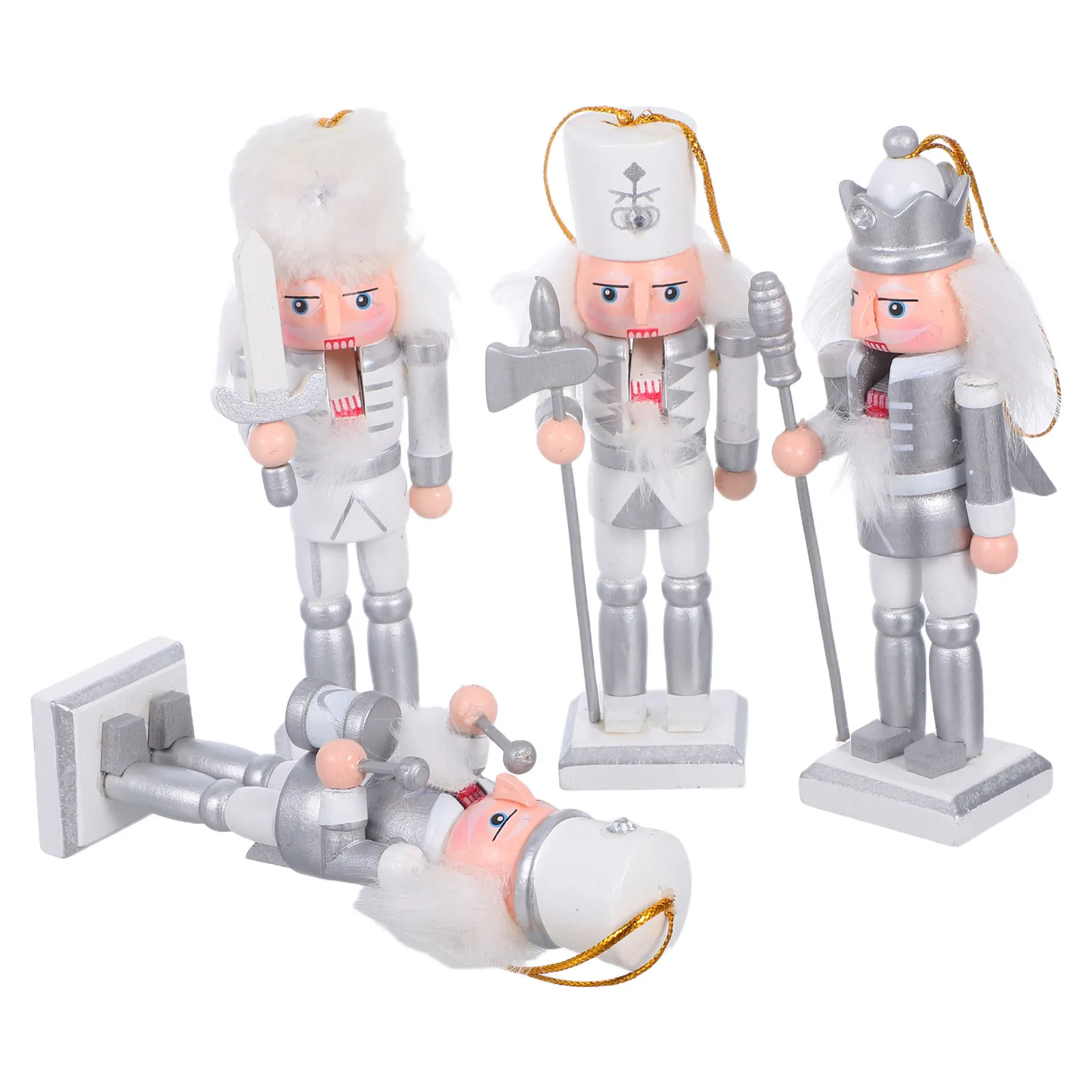 

4Pcs Nutcracker Wooden Soldiers Christmas Decorations Holiday Tabletop Nutcracker Ornaments Festive Xmas Decor