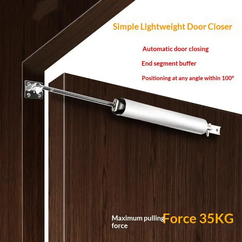 Cierrapuertas Automático Neumático de 4 Colores con Cierre Suave, 35KG, con Velocidad y Posicionamiento Ajustables - Herraje Protector para Puertas