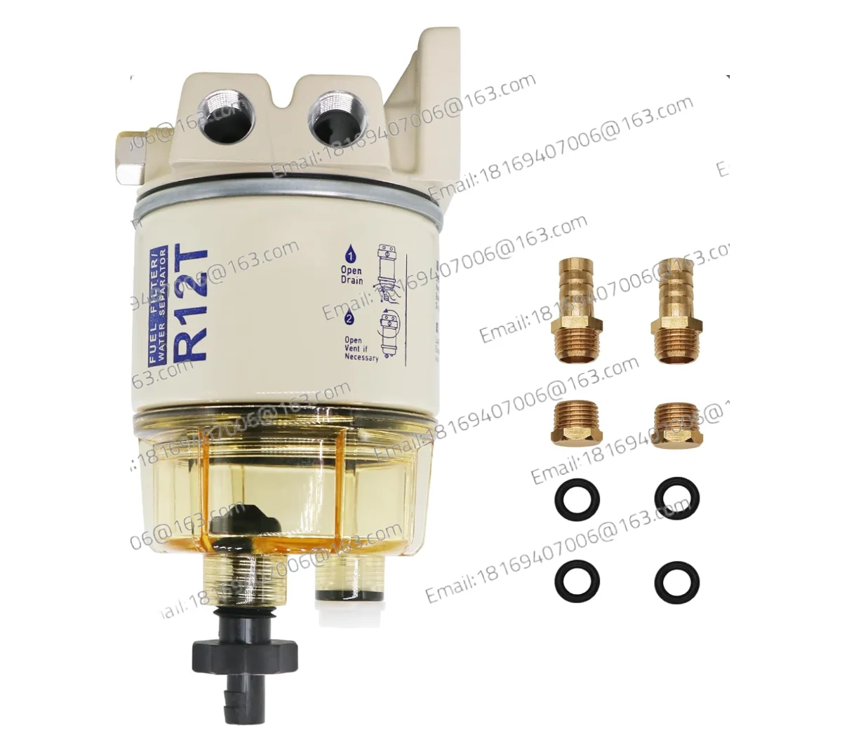 Filtro de Combustible R12T con Separador de Agua, Kit de Filtro Giratorio Marino R12T para Motor Diésel, Repuesto #   S3240 R12 120AT 18-7987 NPT ZG1/4-19