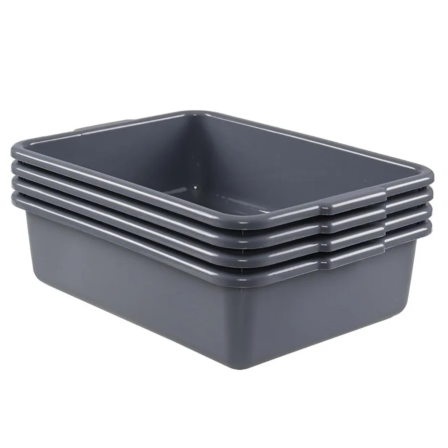 

13 L Deep Gray Plastic Commercial Wash Basin for Food Service Use Durable Bus Tubs Ideal for Restaurant and Kitchen Application