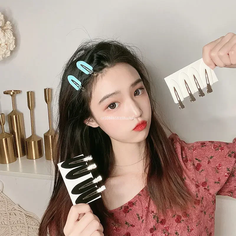 4Pcs Girls Seamless Hair Clip Set Women Acetate Sheet No Bend Bangs Clip Duckbill Clip Hairpins Makeup Hair Styling Tools 머리핀