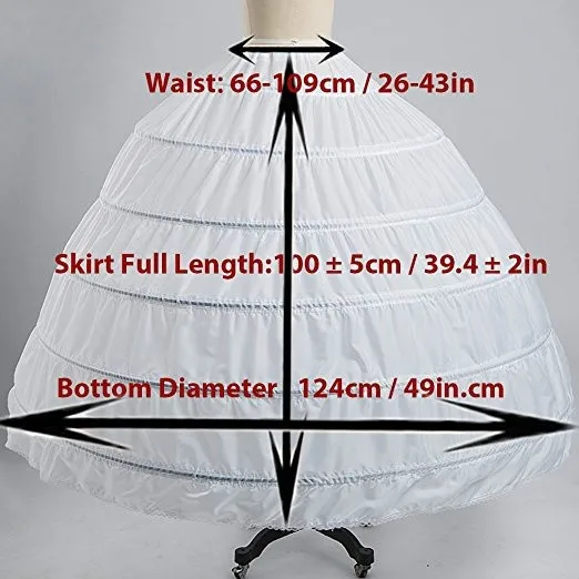 Pakaian Baru Crinoline 6 Hoop Petticoat untuk Bola Gaun Gaun Pernikahan Aksesoris Pernikahan Gaun Underskirt