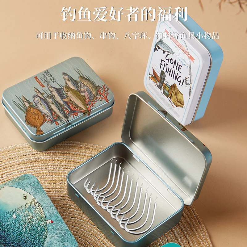 Cartoon Rectangular Tin Tobacco Flip Cover Case Small Card Fishing Tool Storage Box Packaging Iron Box Hairpin Jewelry Metal Box