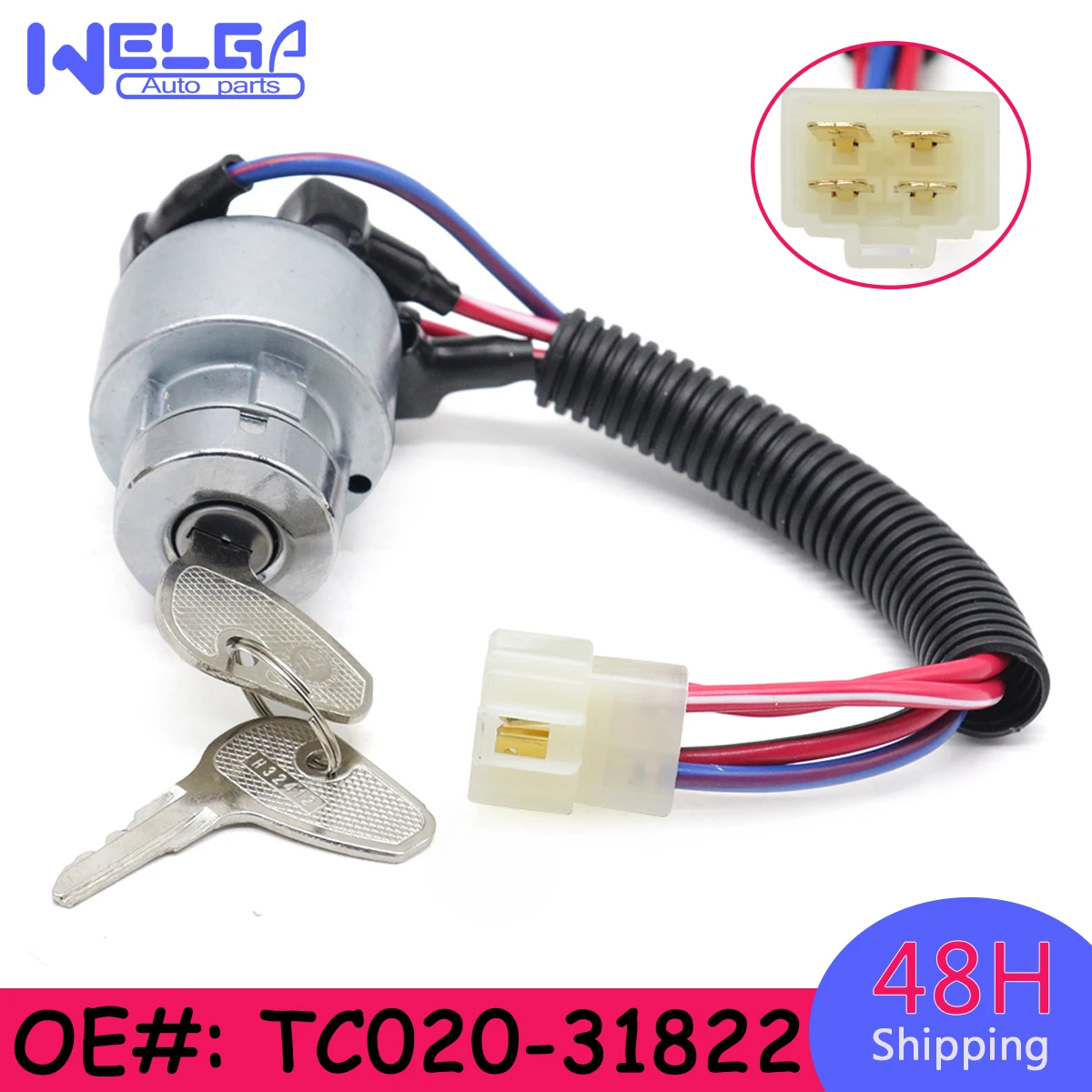 

New Ignition Starter Switch For Kubota Tractor L2501 L2600 L2800 L3000 L3200 L4300 L4400 MX4700 MX5000 TC020-31822 TC02031822