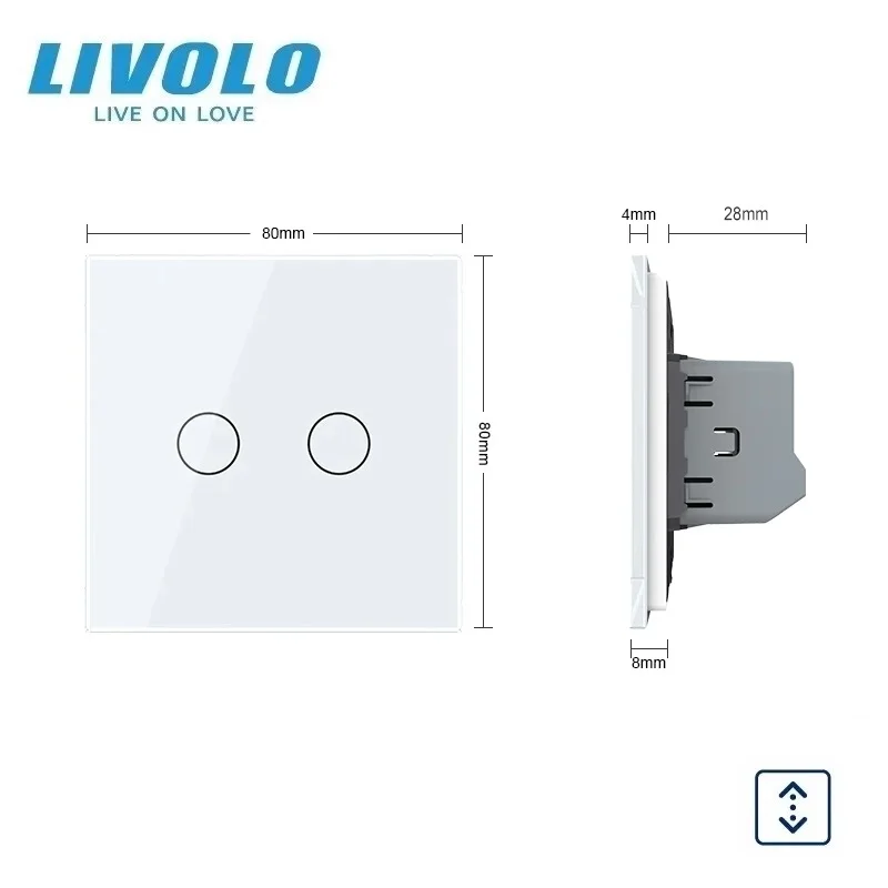 

Livolo EU Standard Touch Electrical Wall Curtain Switch,Tempered Crystal Glass Panel AC110-250V/50-60Hz for Curtain Garage Door