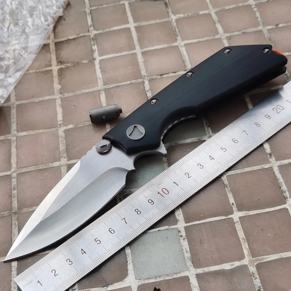 

JUFULE MT D2 Blade Titanium / G10 Bearing Flipper Tactical Folding Kitchen Knife Outdoor Survival Camping Pocket Hunt EDC Tool