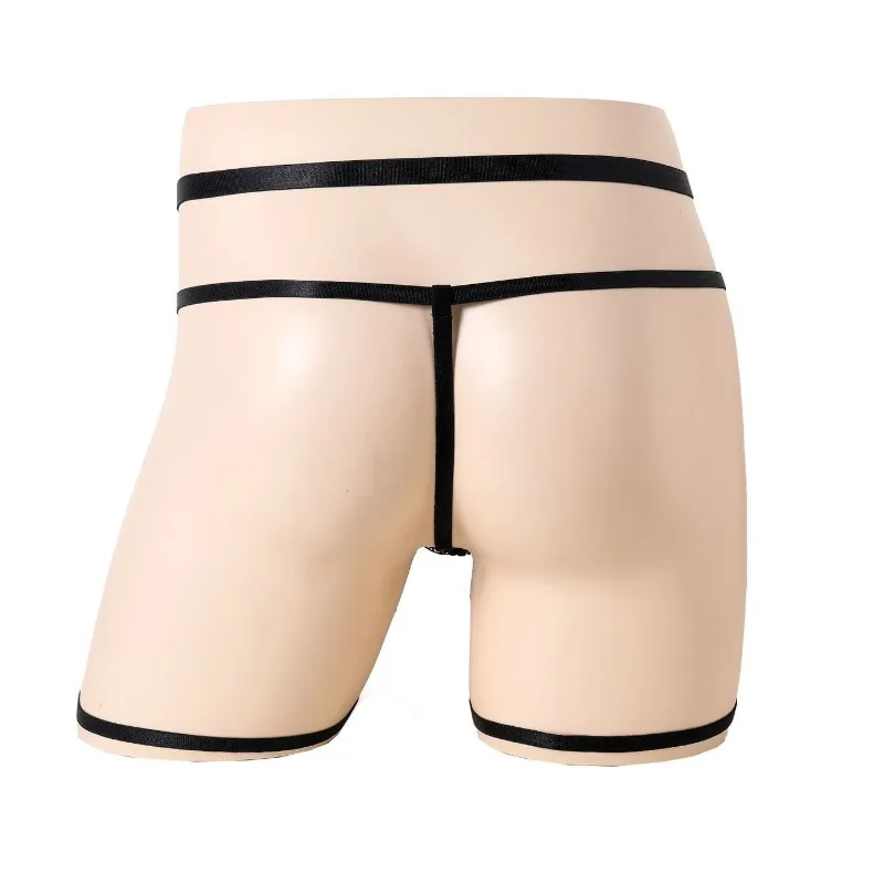 

Нижнее белье Sissy, мужские сексуальные кружевные трусики с подвязками, регулируемая талия, стринги с цепочкой, перспективные стринги для переодевания с Т-образной спинкой