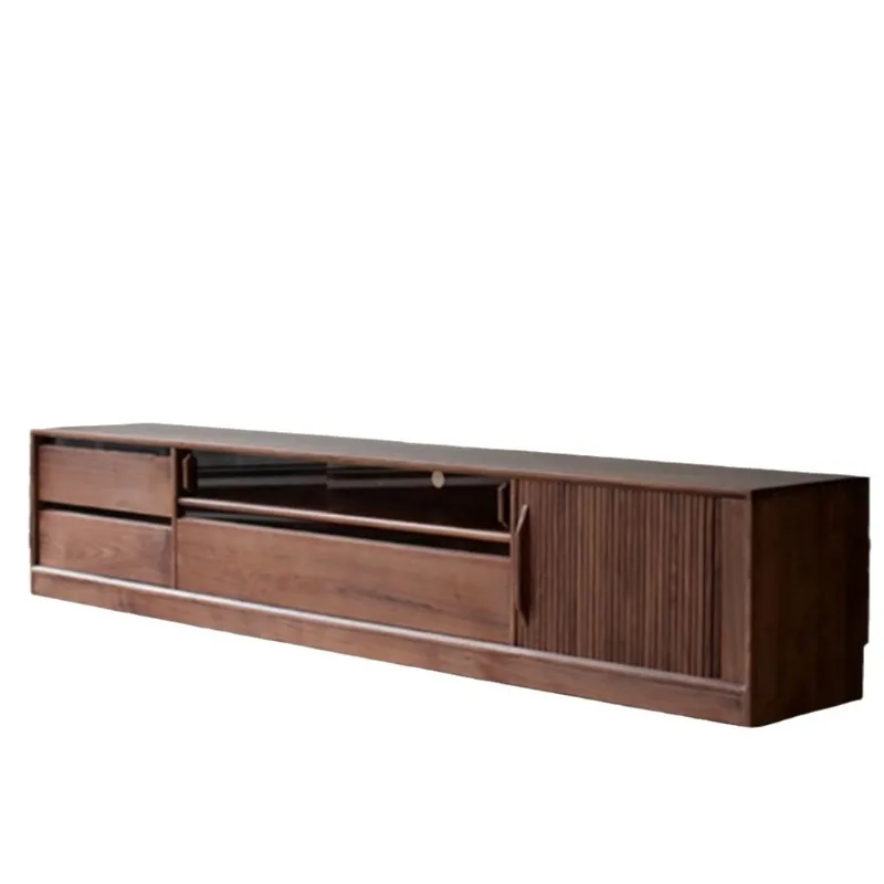 Nordic solid wood TV cabinet North American black walnut small apartment low cabinet Nordic multi-functional living room cherry