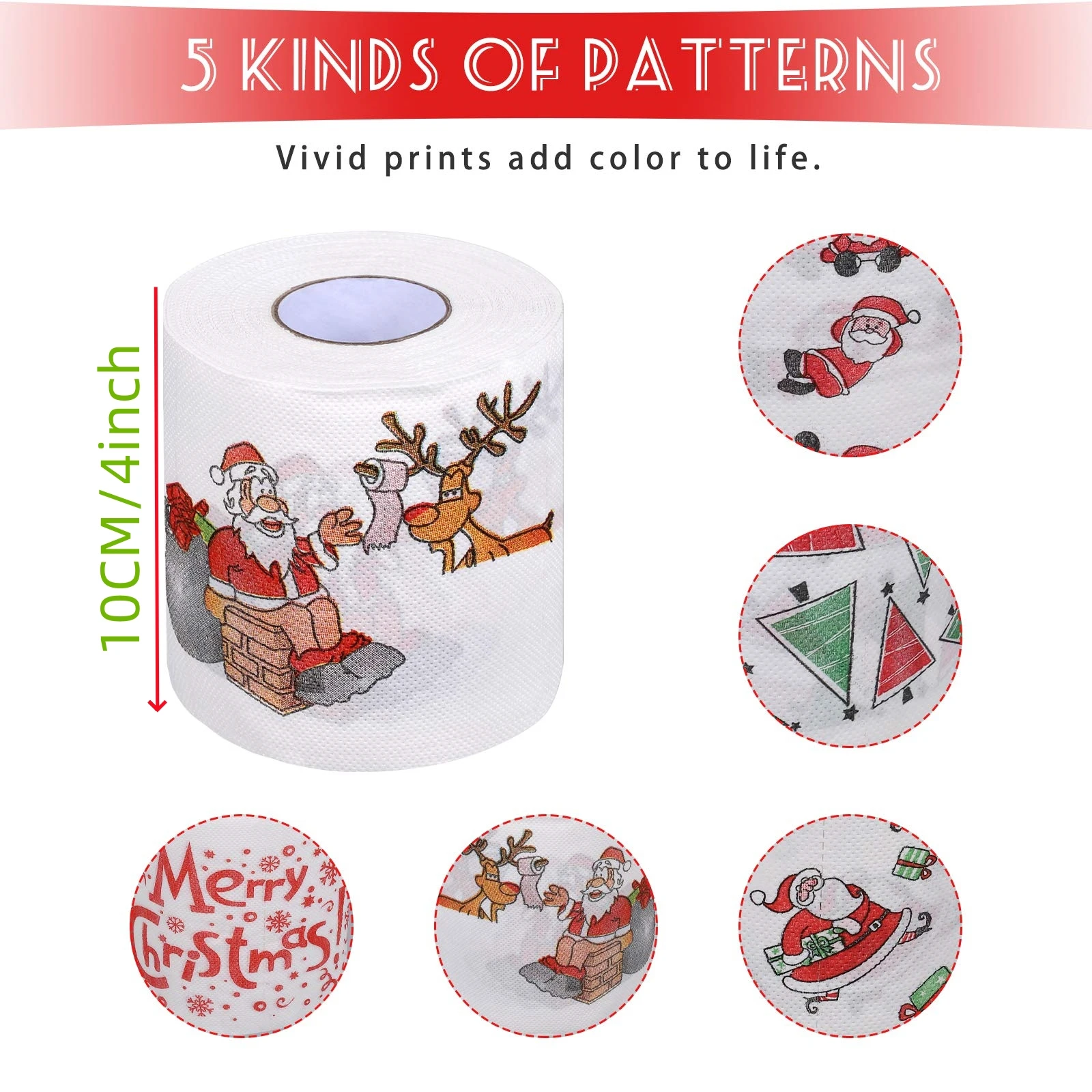 Christmas Toilet Paper Roll Tissue Napkin Santa Tree Pattern for Xmas Holiday Party Supplies Bathroom Decoration