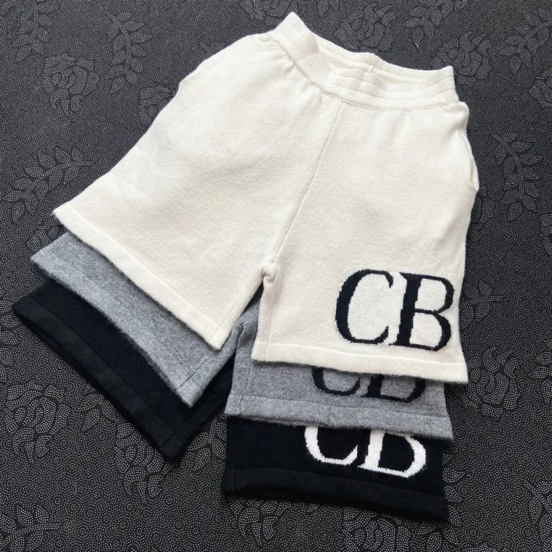 25ss Oversized CB Black Mens Shorts Top Quality CB Jacquard Casual Shorts  Women Drawstring Shorts With Tags