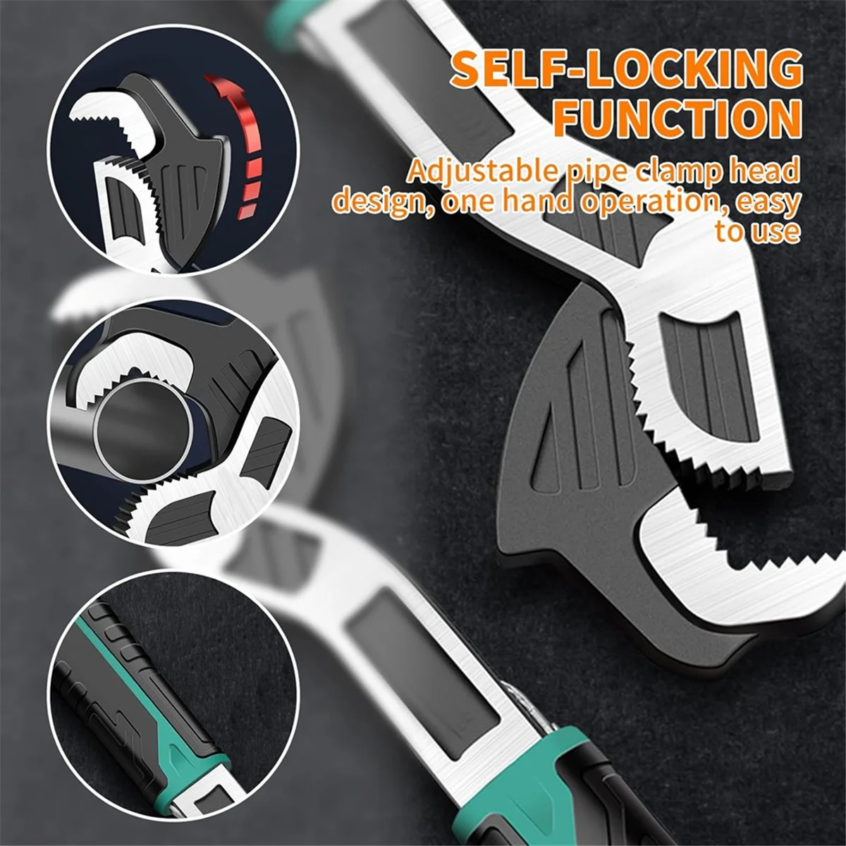 

ABNJ 2Pcs Adjustable Pipe Wrench, Multifunctional Self-Locking Quick Wrench, 0.28-0.6Inch(7-15mm) Auto Adjusting Wrench