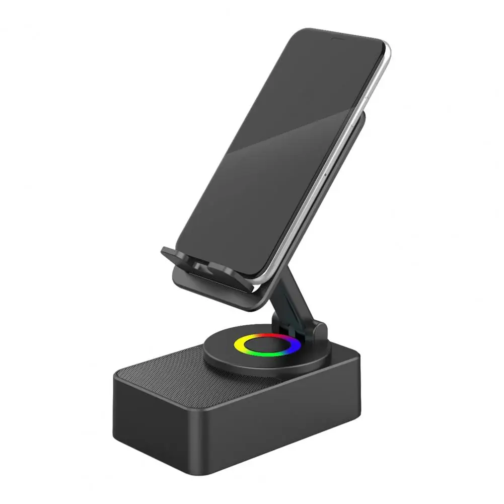 

Универсальная подставка для телефона, крепление для сотового телефона, беспроводной Bluetooth-динамик, светодиодное основание, держатель для телефона с объемным звуком для iPhone Android
