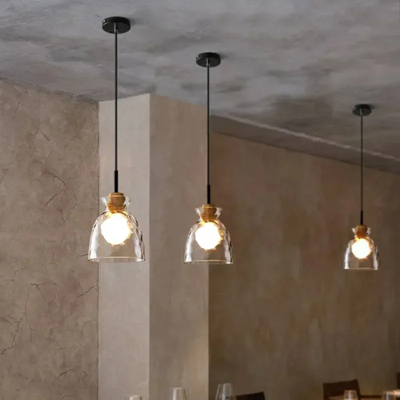 

Nordic restaurant bar lamp modern simple single head personality creative cafe decoration water ripple glass chandelier