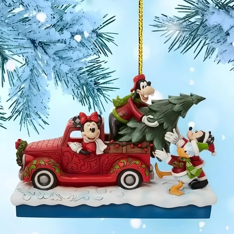 Disney Flat Action Anime Figure Mickey Minnie Mouse Xmas Tree Decoration Hanging Ornament Home Christmas Toys Gift