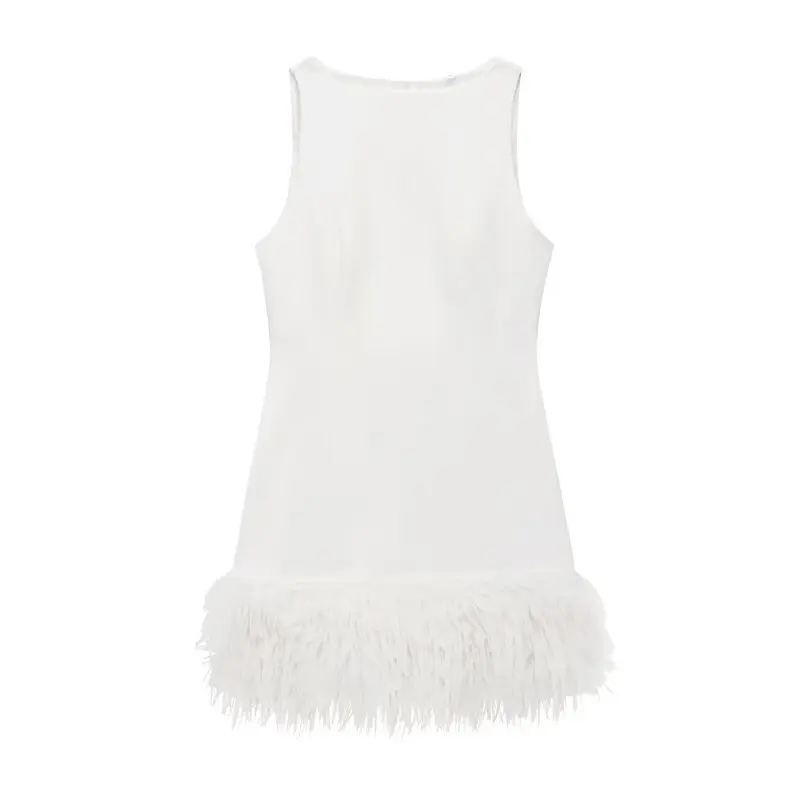 Automne hiver 2024 femmes Faion Design Svel plumes décorées Dr polyvalent trajet Sle automne hiver Collection