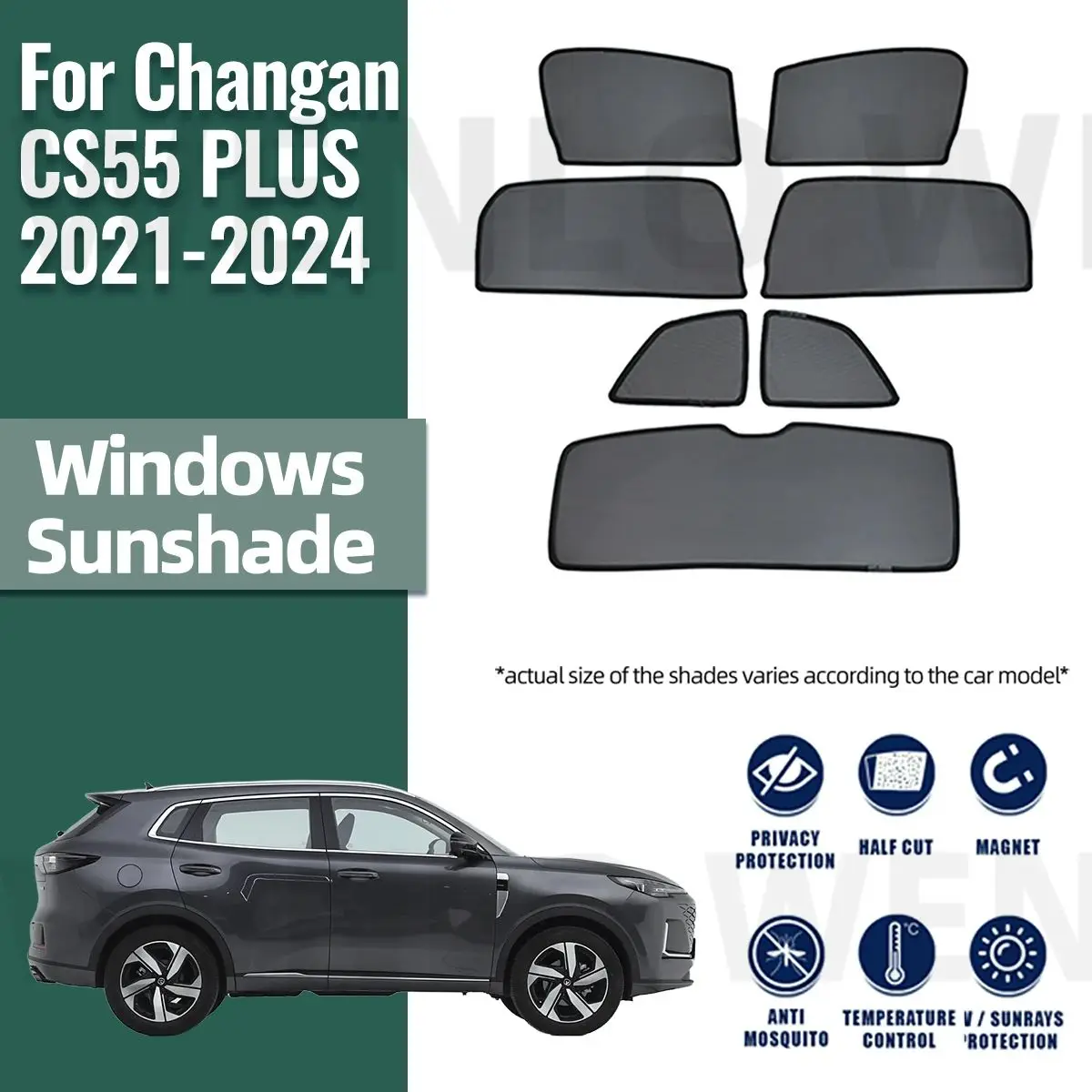 

For Changan CS55 PLUS 2021 2022 2023 2024 Rear Side Window Sun Shade Car Sunshade Magnetic Front Windshield Mesh Curtain