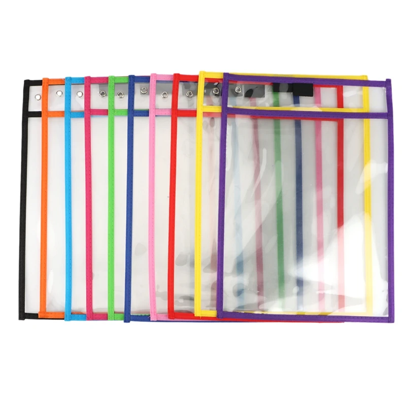 Dry Erase Pockets Reusable Sleeves 20 Pack -10X14 Inch Dry Erase Bags-Job Ticket Holders-Teacher Supplies For Classroom