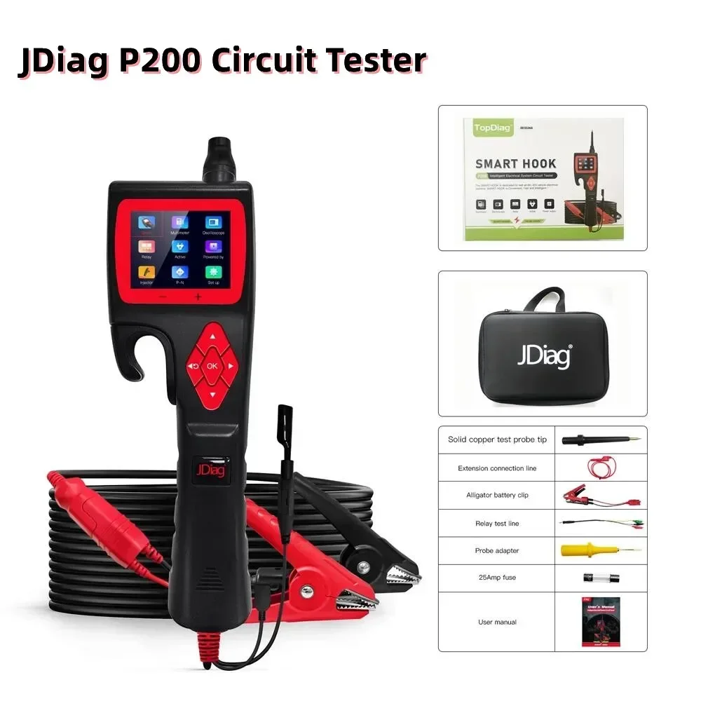 Original Jdiag TopDiag  P200 12V 24V SMART HOOK Power Probe Car Circuit Analyzer Tester Digital Test Electrical System Detector