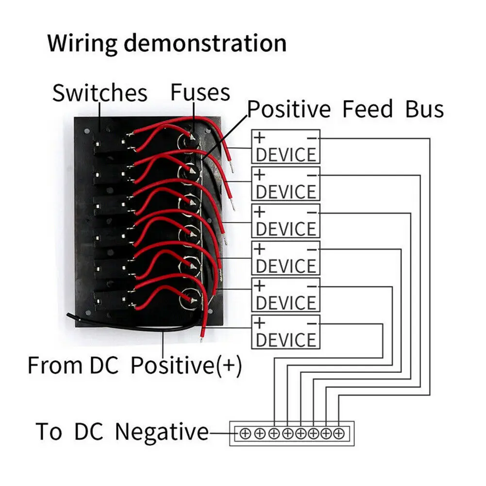 12V 24V 5A Car Switch Panel Toggle Switch Panel 6 Gang Marine Boat Accessories For Yatch RV Camper Motor Home SUV Bus Trailer