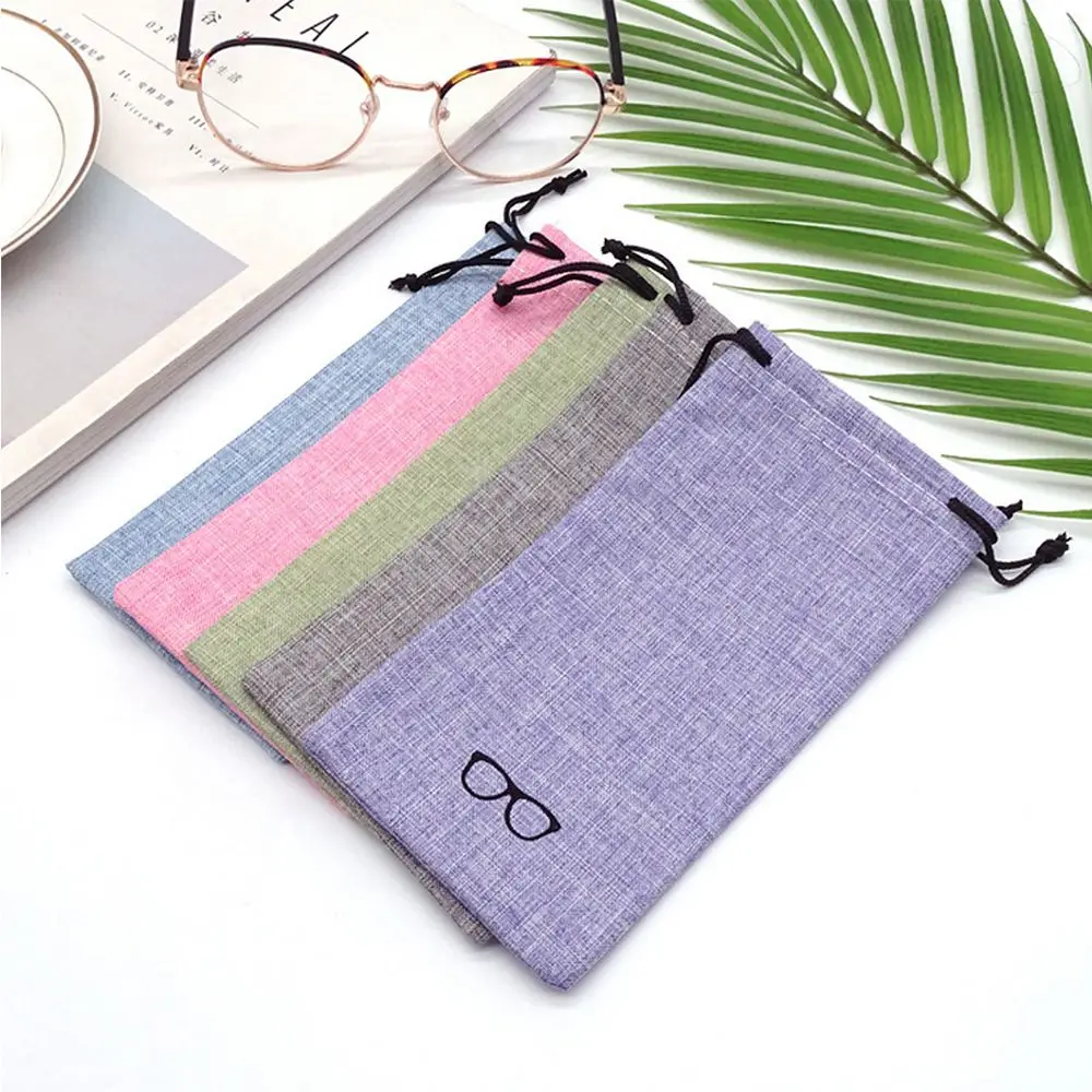 6 Colors Linen Fabric Portable Phone Bag Container Acceaaories Draw Bags Sunglasses Bag Glasses Bags Glasses Storage