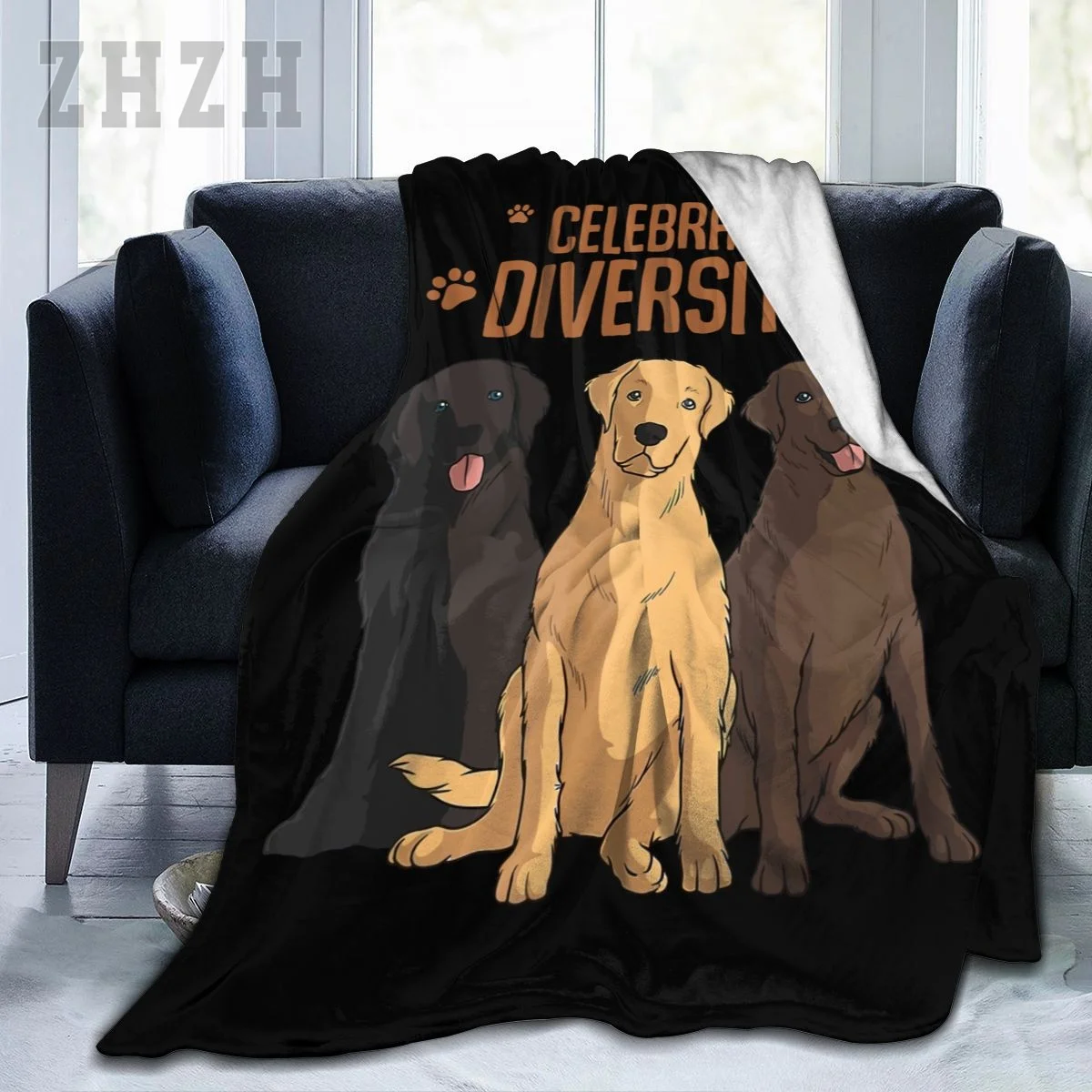 Blanket Funny Labrador Retriever Gift Celebrate Diversity Flannel Multifunction Camping Sofa Cover Keep Warm