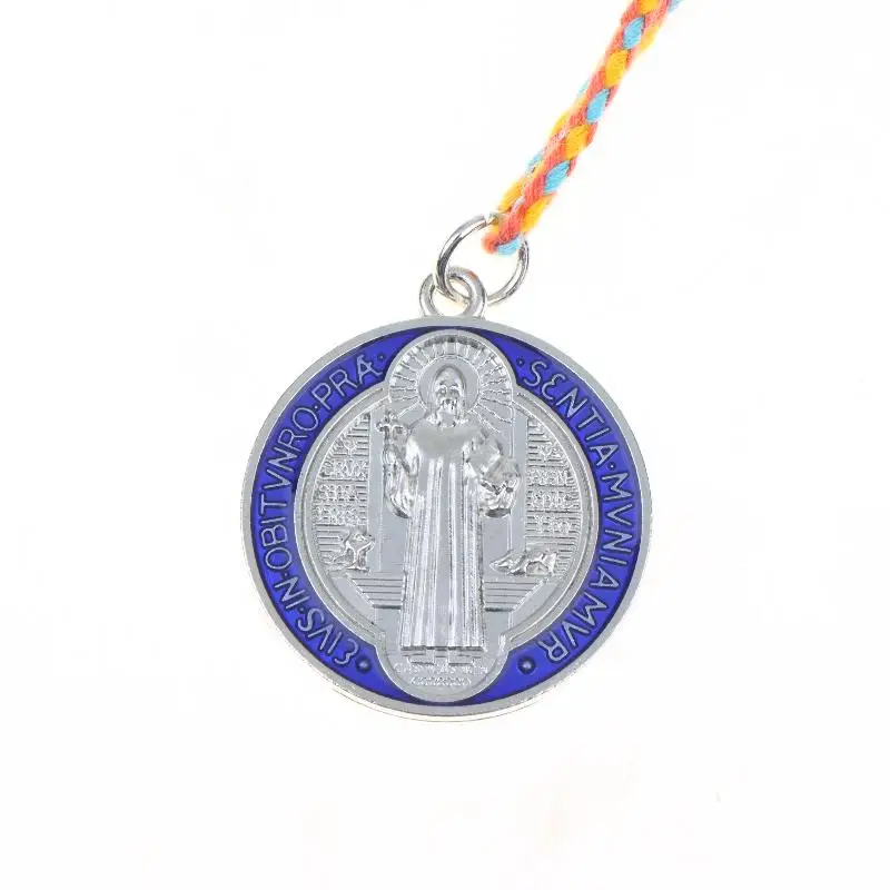 Brauner Holz-Rosenkranz St. Benedikt, handgefertigt, mit Gebetsmedaille, tragbares religiöses Accessoire, Schreibtischdekoration, Geschenk für gläubige Katholiken – Detail 11