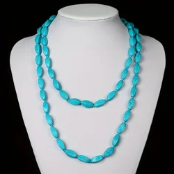 New 1.2m long turquoise bone necklace original design ethnic style hand-knotted long necklace
