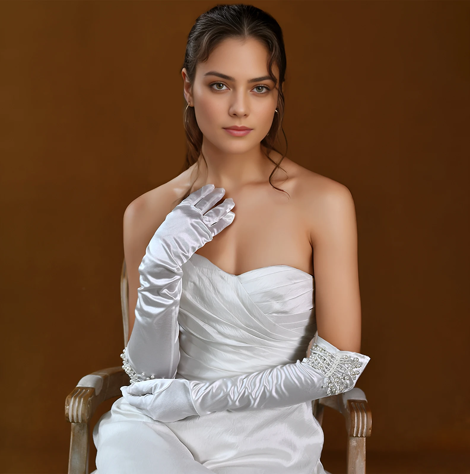 YouLaPan Brand New Silk Satin Bridal Wedding Gloves Diy With Five-Finger Taffeta Gloves Accessories Stage Performance