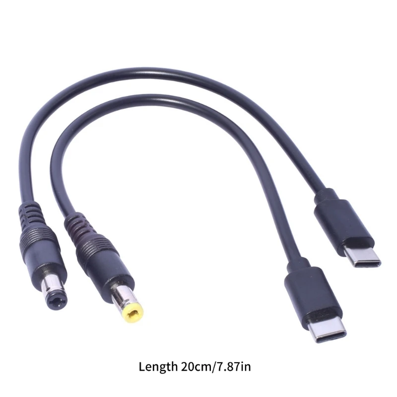 5V/3A 15W USB Type C Male to DC 5.5X2.5mm / 5.5x2.1mm Male Power Jack Extension Charge Cable Charging Adapter Cord for Router