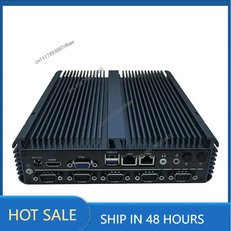 Rugged Industrial BOX-PC J6412 6x RS232 COM Ports 2x LAN Fanless Embedded Computer with M.2 and SATA Storage Linux DDR4